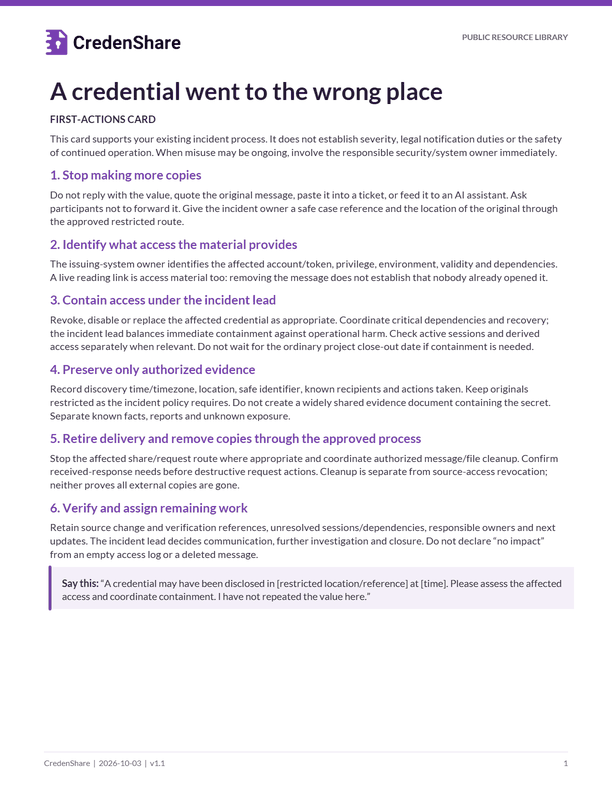 Credential Exposure: First Actions