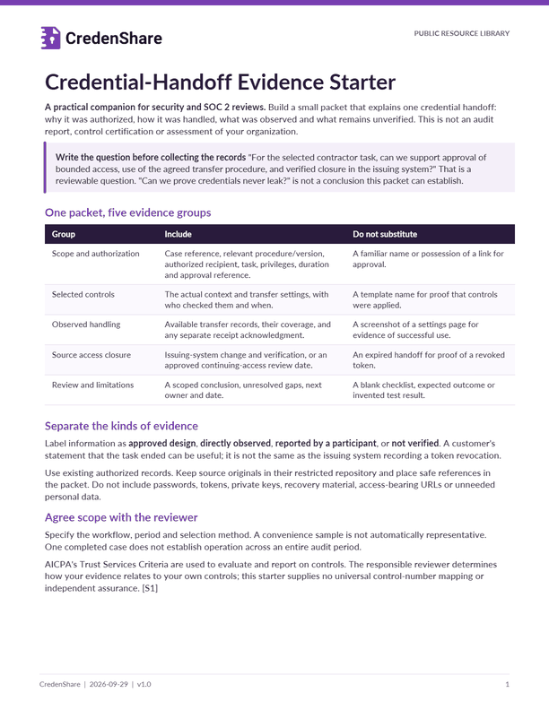 Credential-Handoff Evidence Starter