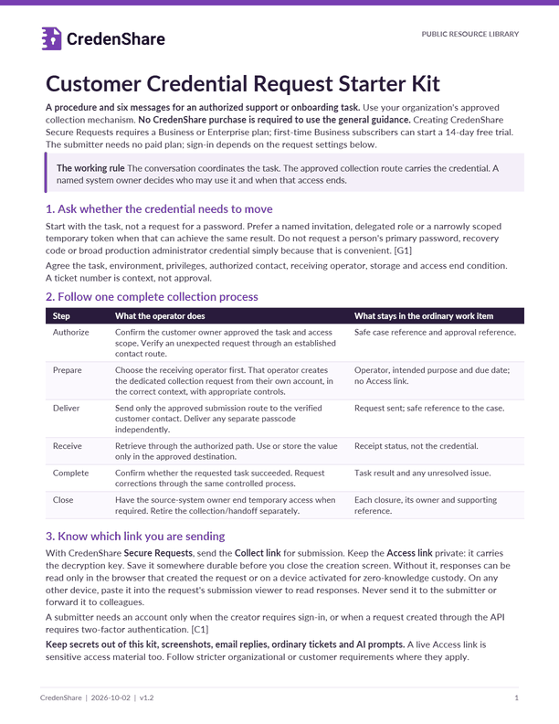 Customer Credential Request Starter Kit